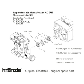 Kränzle 49242 Reparatur Satz Manschetten 12 mm AC-Pumpe